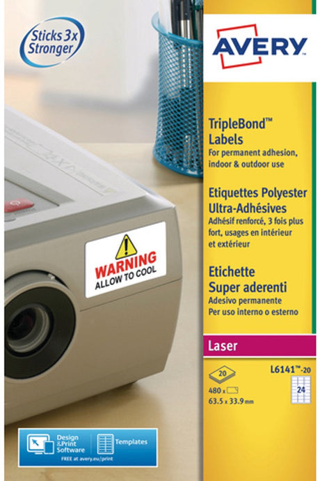 Etiquette laser avery 63 - 5x33 - 9mm blanche 20 feuilles 24 étiquettes par feuille
