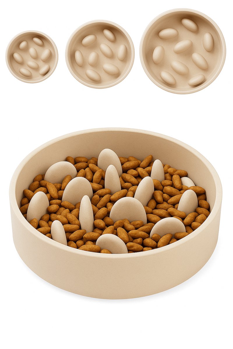 Flamingo anti-gobbler chien – gamelle à alimentation lente – gamelle pour chien – ø14,5 cm – 410ml – gamelle greni – beige – ronde