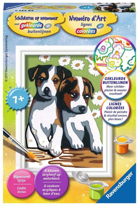Peinture Ravensburger par numéro - kit de loisirs pour chiots mignons - peinture acrylique
