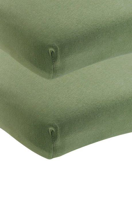 Meyco baby uni drap-housse lit junior - lot de 2 - jersey - vert olive - 70x140 150cm