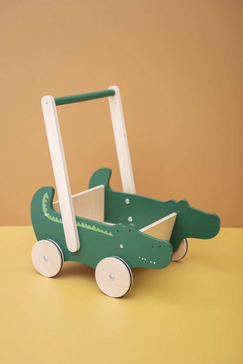 Déambulateur en bois Trixie - mr. crocodile - trotteur - jouets pour enfants - trotteur à partir de 1,5 ans - pour garçons et filles - fsc