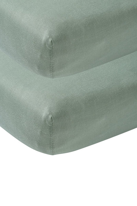 Meyco baby uni drap-housse lit junior - lot de 2 - vert pierre - 70x140 150cm