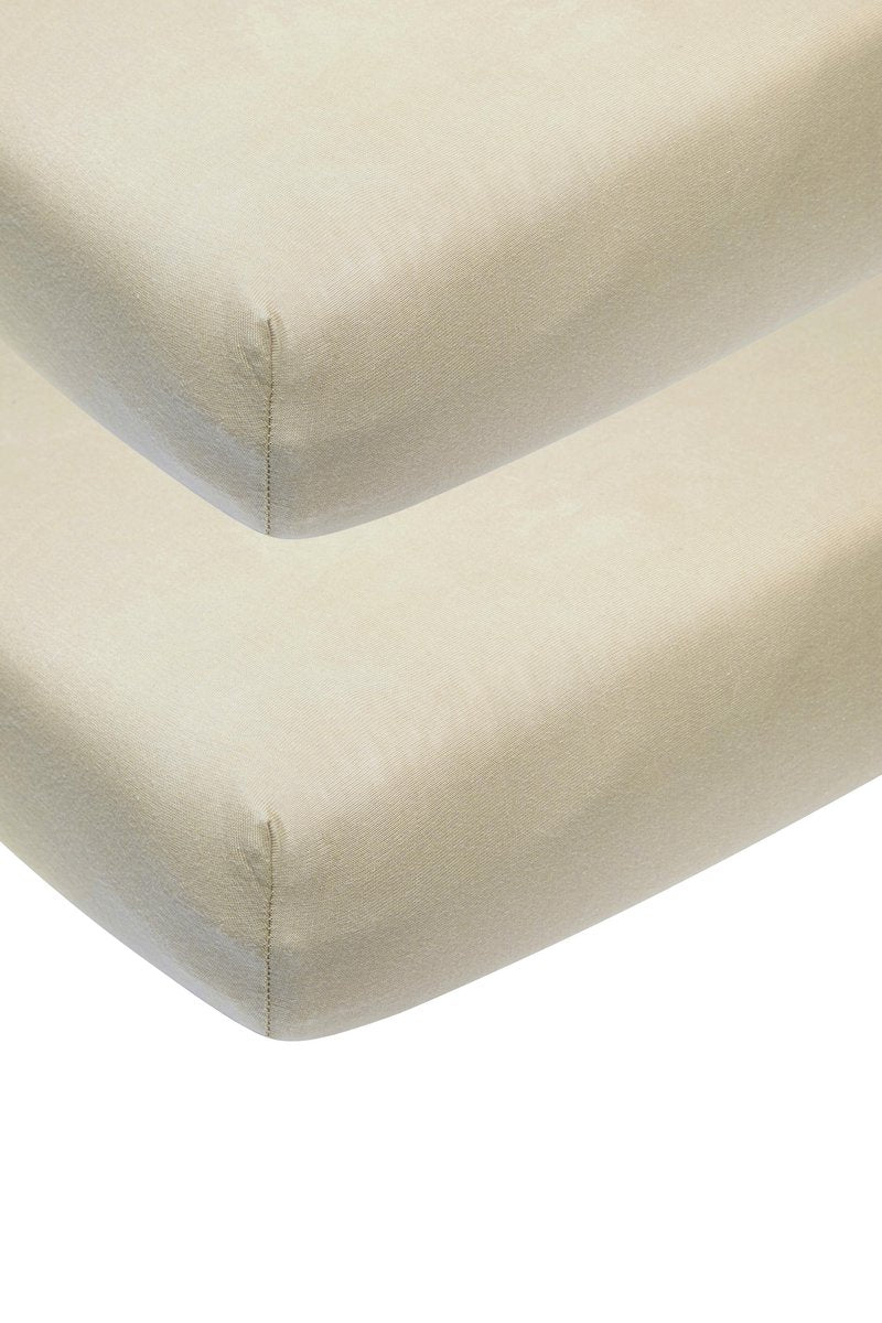 Drap-housse Meyco baby uni pour lit junior - lot de 2 - sable - 70x140 150cm