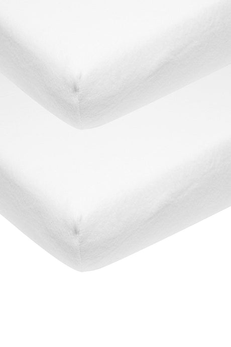 Drap-housse extensible Meyco baby molton - lot de 2 - 50x90 cm - blanc