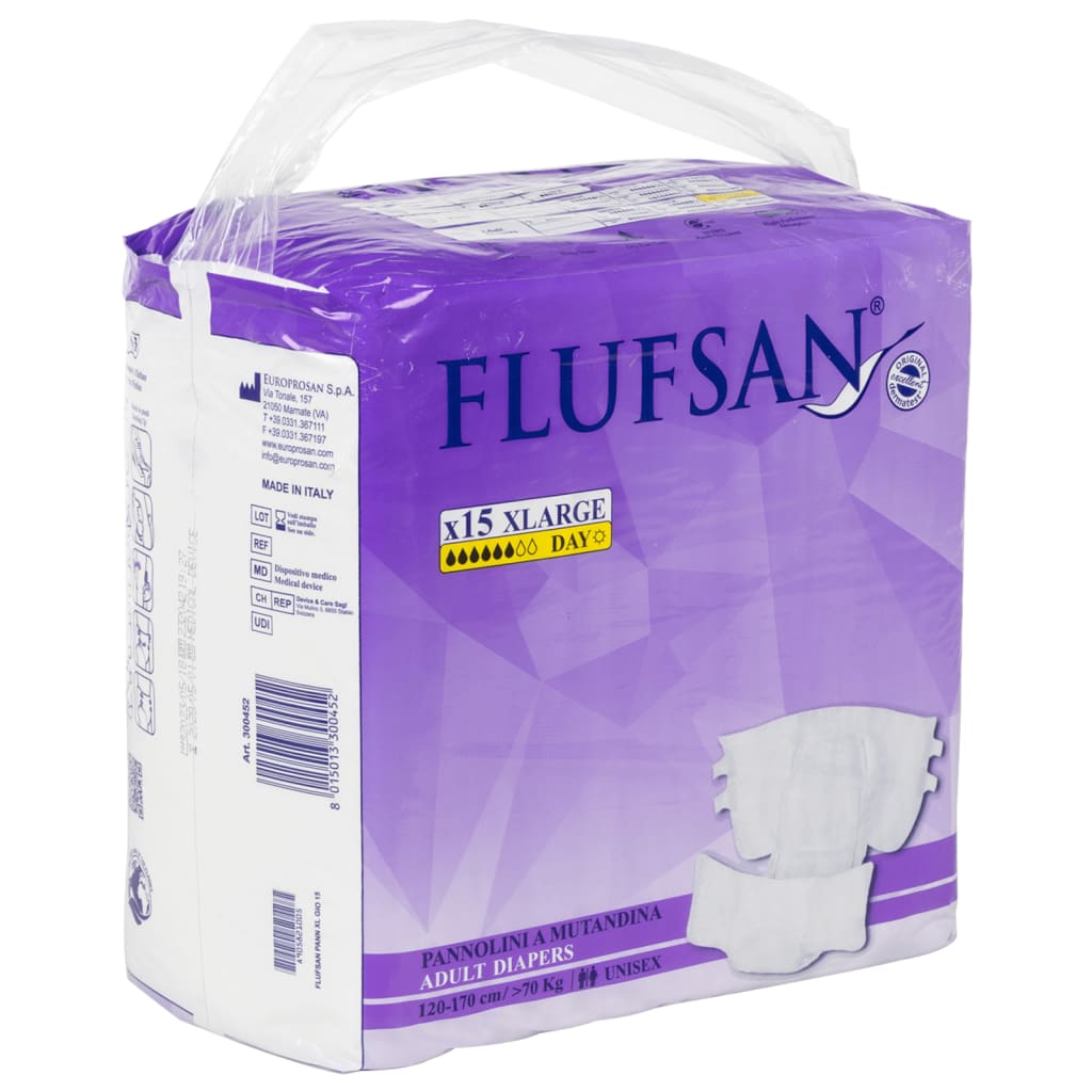 Vidaxl Flëssegkeet incontinentil Diaper 15 st Gréisst xl