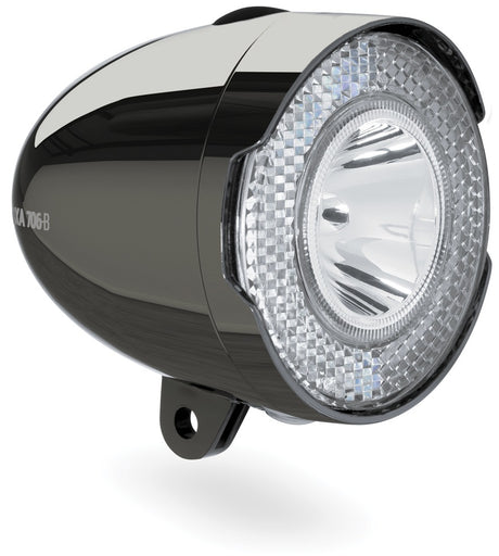 Hovedlys 706-B Retro 15 Lux LED-batteri Chrome Black