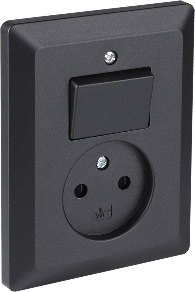 Combinaison Q-link - encastrable - interrupteur - avec protection tactile - noir