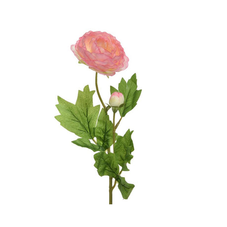 Decoris fleur artificielle fleur de renoncule avec bourgeon polyester 8x10x57cm rose tendre