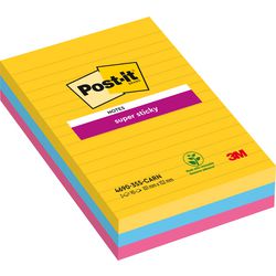 Post-it super sticky notes 101x152 mm geel blauw roze