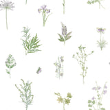 NOORDWAND Fond d'écran d'herbes et de fleurs à feuilles persistantes blanches