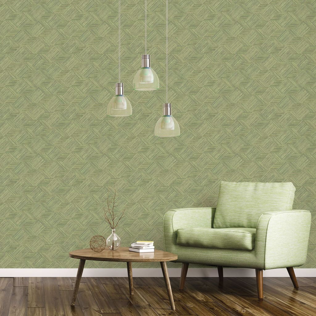 Papier peint mural nord vert en osier naturel