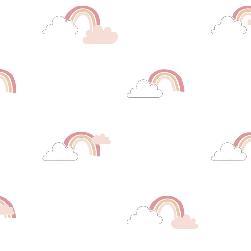 Fond d'écran de mur nord Mondo bébé arcs-en-ciel blanc et rose