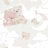 Fond d'écran mural nord Mondo Baby Hug Bears Rose et Beige