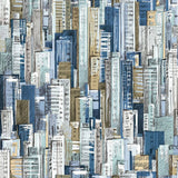 North Wall Wallpaper Friends Caxe Cities and Skyline Blue