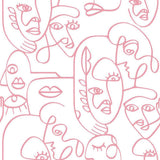 North Wall Wallpaper Friends Café Line Art visages blanc et rose