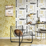 North Wall Wallpaper Friends Café Mots et lettres gris et noir