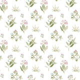 North Wall Wallpaper Blooming Garden 6 Fleurs et plantes blanches et vertes