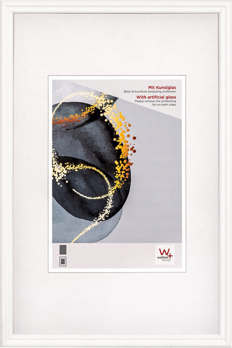 Walther select - cadre en bois - format photo 20x30 cm - verre d'art - blanc