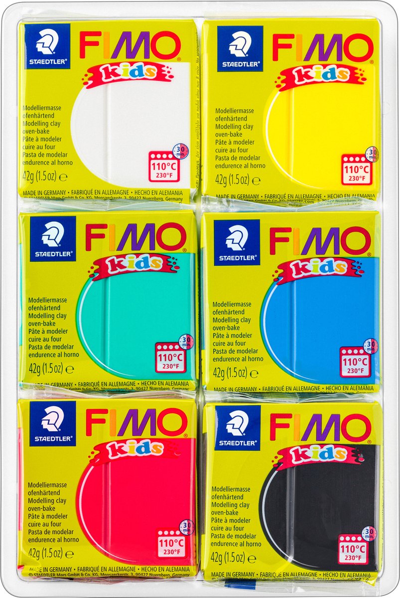 FIMO KIDS MONTING CLAY STANDARD COULLES, 6DLG.