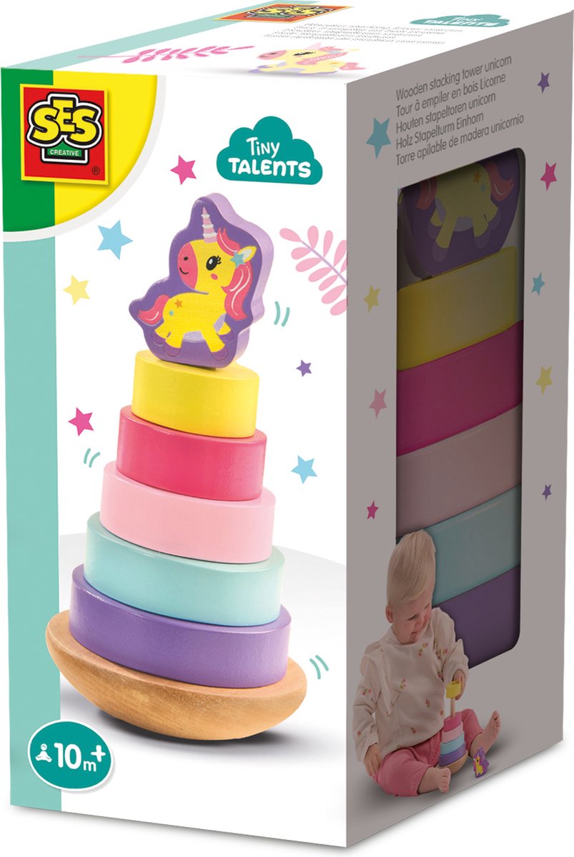 Ses tour à empiler en bois licorne