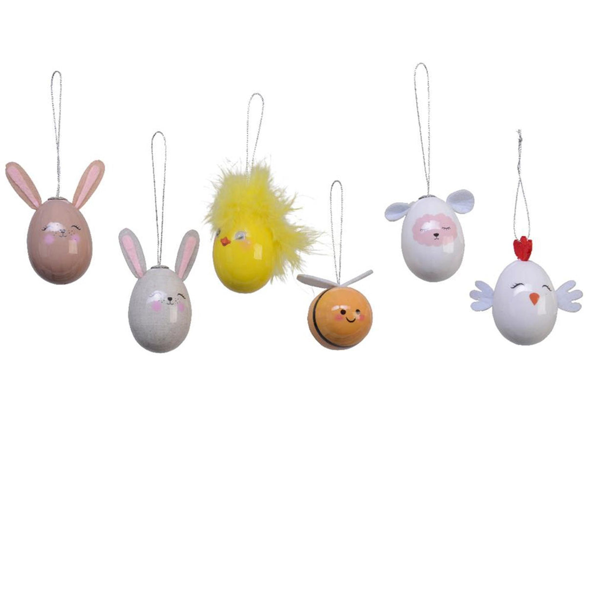 Decoris Oeuf de Pâques animaux h6cm 6 assortis