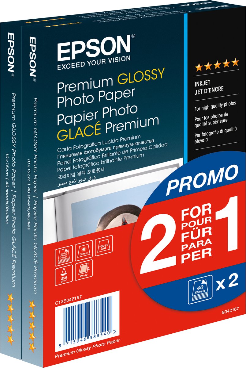 Papier photo Epson s042167 - 10x15 2 x 40 feuilles - a6