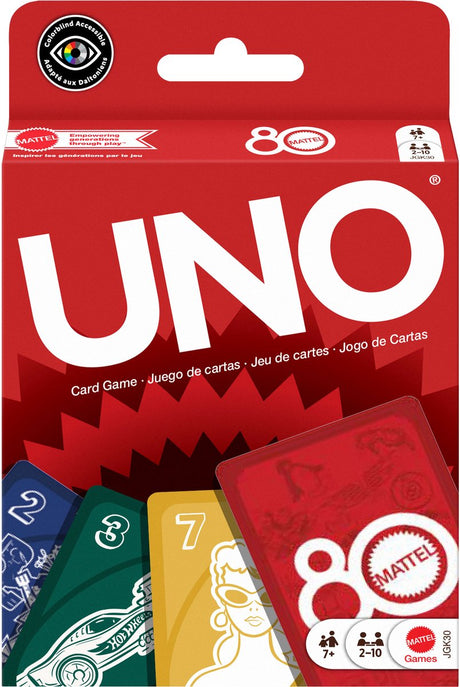Mattel Games 80e anniversaire uno jeu de cartes rouge rubis