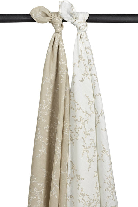Emmaillotage branches bébé Meyco - pack de 2 - hydrophile - sable - 120x120cm