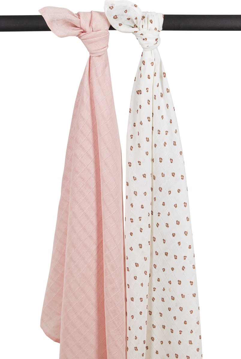 Lange bébé mini panthère Meyco - pack de 2 - hydrophile - rose tendre - 120x120cm