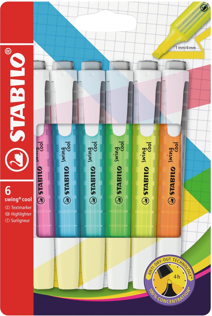 Stabilo swing cool - surligneur - lot de 6 pièces