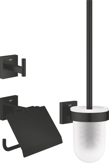 Grohe quickfix start cube ensemble d'accessoires de toilette 3-en-1 - noir mat