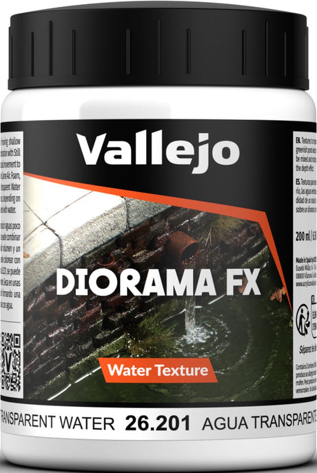 Décoration modélisme Vallejo - 26201 textures d'eau 201 - eau transparente - pot à effets 200ml