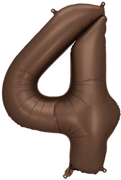 Partydeco ballon aluminium numéro 4 marron 86cm