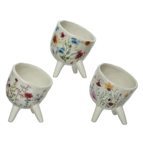 Pot de fleur Decoris dolomite h11,4cm avec motif floral
