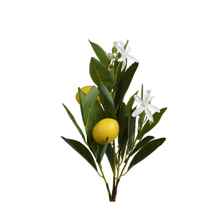 Decoris fleur artificielle citron avec fleur polyester pe 23x10x56cm blanc jaune