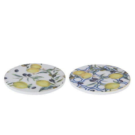 Decoris dessous de verre citron mdf dia10cm 4 pièces