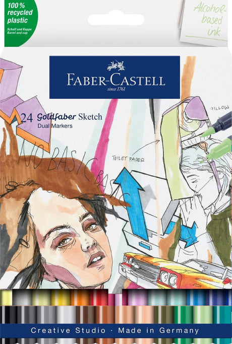 Faber-castell goldfaber marqueur de croquis-set 24 couleurs-marqueur à alcool-fc-164724
