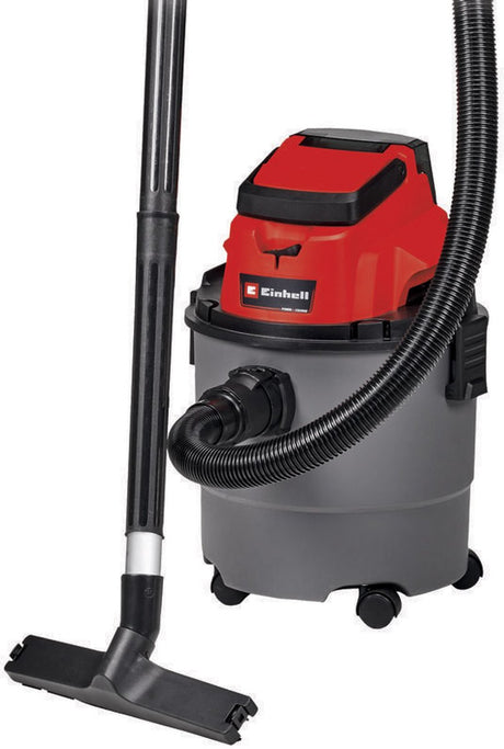 Aspirateur eau et poussière à batterie Einhell tc-vc 18 15 li solo - power x-change - 18 v li-ion - 15 l - 80 mbar - longueur du tuyau - diamètre : 1,5 m 36 mm - 72 db - fonction soufflage - incl. Set d'accessoires 10 pièces - excl. batterie et chargeur