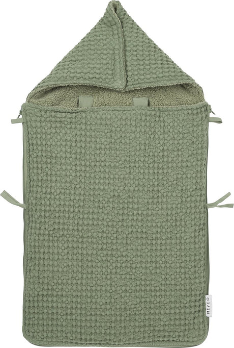 Chancelière en peluche gaufré Meyco pour bébé - vert olive - 40x82cm