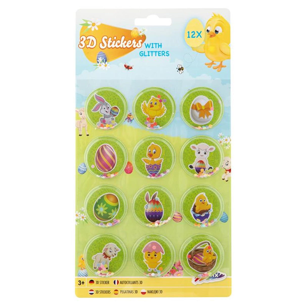 Creative craft group Autocollants de Pâques 3D avec paillettes, 12 pcs.