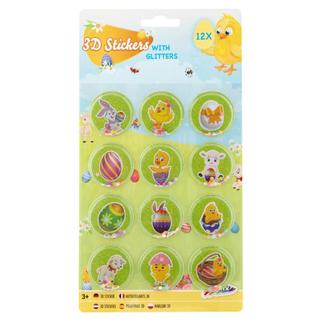 Creative craft group Autocollants de Pâques 3D avec paillettes, 12 pcs.