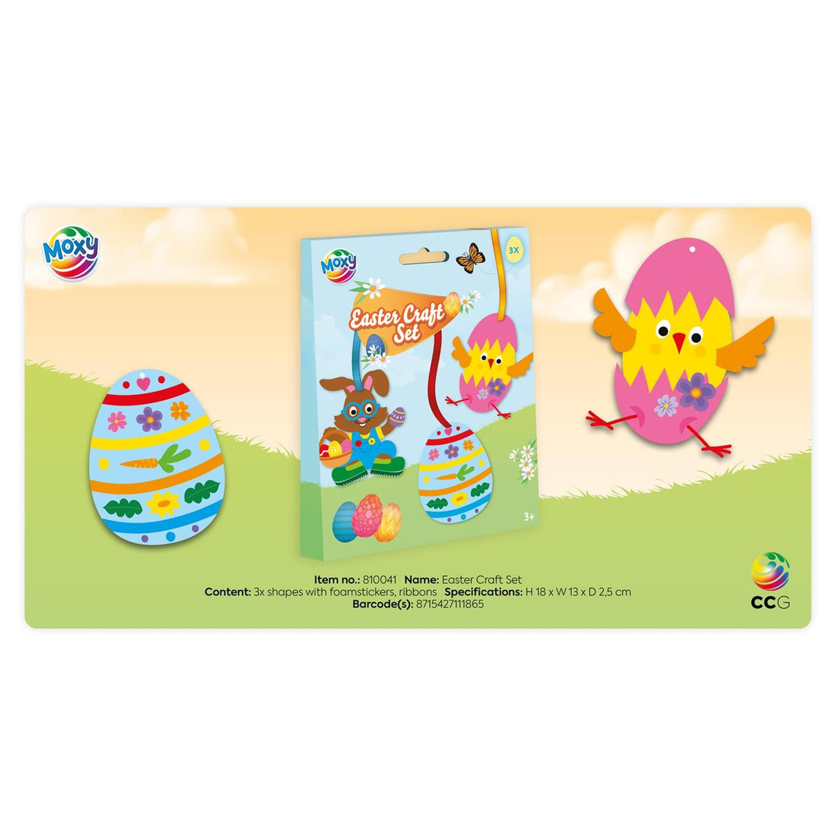 Ensemble artisanal de pendentifs de Pâques Grafix - lapin, œuf de poussin