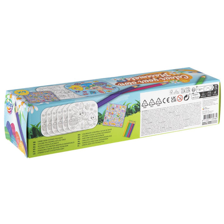 Sets de table de groupe d'artisanat créatif couleurs Pâques avec autocollants crayons, 6 pcs.