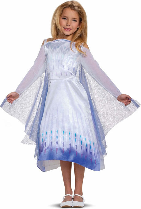 Déguisement Disney officiel classique Elsa Reine des Neiges, costume La Reine des Neiges 2 pour enfants 3-4 ans