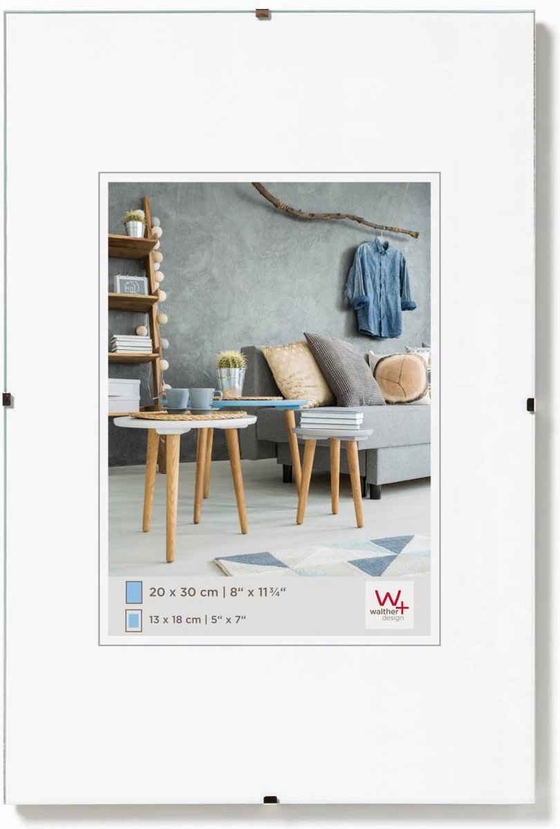 Porte-tableau photo sans cadre Walther (cadre à clip) - taille du cadre 20x30 cm - verre antireflet