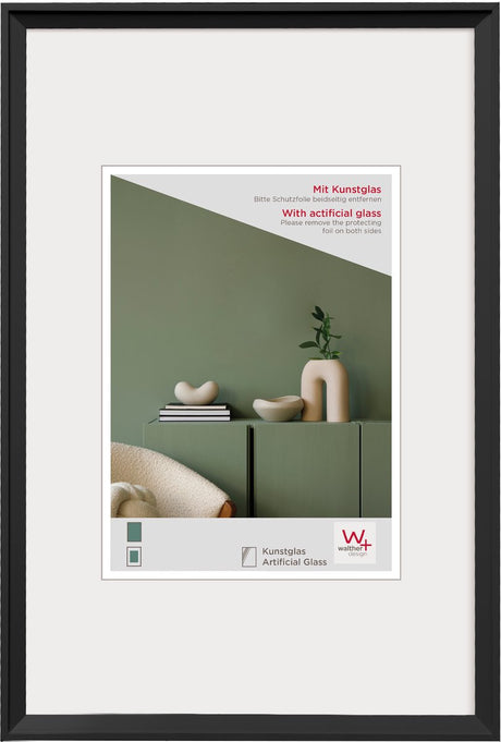 Walther Desir - cadre en plastique - format photo 40x60 cm - verre d'art - noir