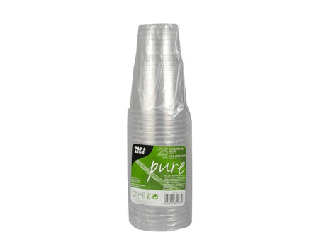 Papstar 25 gobelets pla pure 250ml Ø7,8x11cm transparent avec tête en mousse