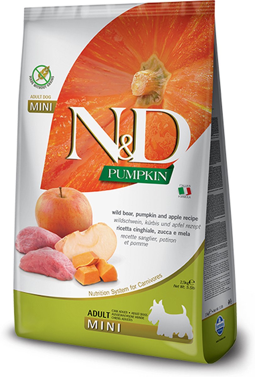 N d farmina gf citrouille chien sanglier pomme adulte mini 2,5 kg