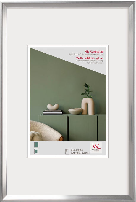 Walther Desir - cadre en plastique - format photo 30x40 cm - verre d'art - argent