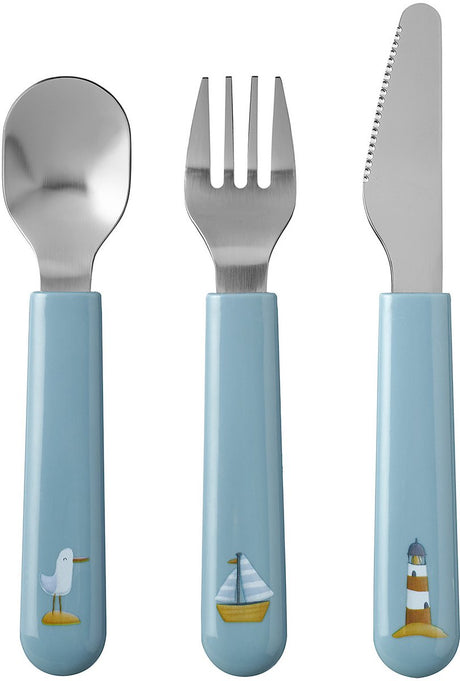 Couverts pour enfants Mepal mio Little Dutch - 3 pièces. fourchette. couteau et cuillère - acier inoxydable - vaisselle enfant - Sailors Bay